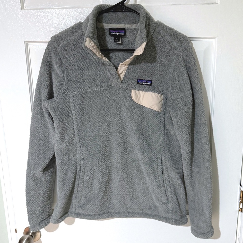 Patagonia Re-Tool Snap-T Fleece Pullover Grey Cream Womens Medium 25442